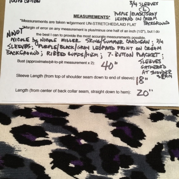 NICOLE MILLER Spring Summer Cardigan, Pre-owned; Multicolor LEOPARD print, Large - Picture 8 of 8